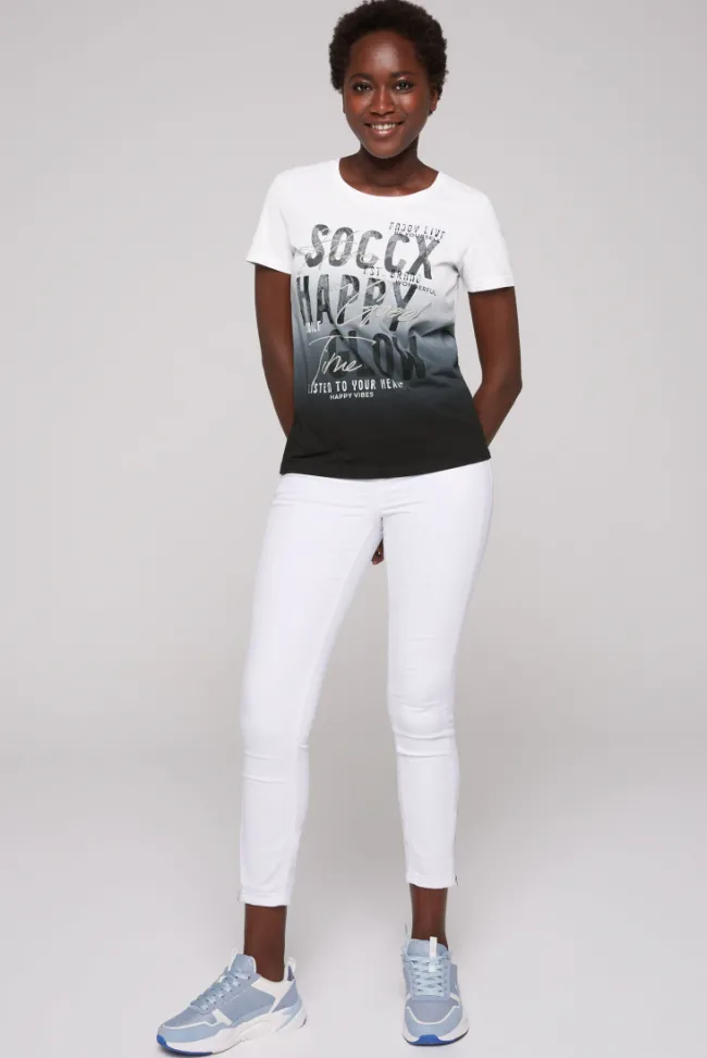 Damen CAMP DAVID & SOCCX T-Shirt Dip Dye mit Glitter Wording | S