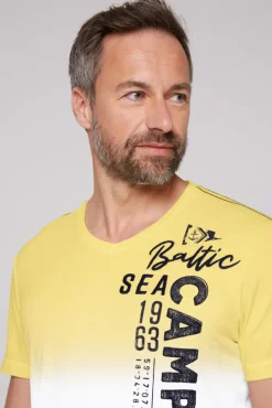 Herren CAMP DAVID & SOCCX T-Shirt Dip Dye mit senkrechtem Logo Artwork light lime