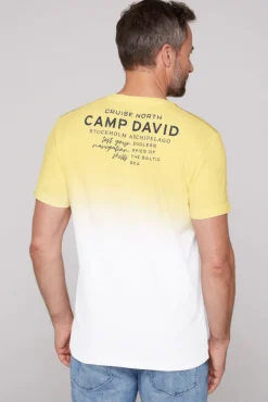 Herren CAMP DAVID & SOCCX T-Shirt Dip Dye mit senkrechtem Logo Artwork light lime