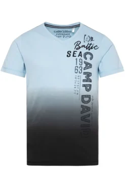 Herren CAMP DAVID & SOCCX T-Shirt Dip Dye mit senkrechtem Logo Artwork