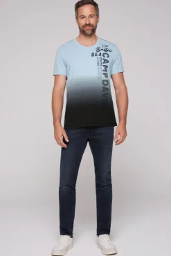 Herren CAMP DAVID & SOCCX T-Shirt Dip Dye mit senkrechtem Logo Artwork
