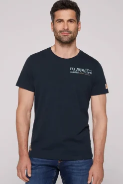 Herren CAMP DAVID & SOCCX T-Shirt mit Brusttasche und Rücken-Artwork blue navy