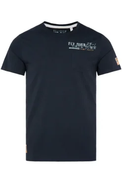Herren CAMP DAVID & SOCCX T-Shirt mit Brusttasche und Rücken-Artwork blue navy
