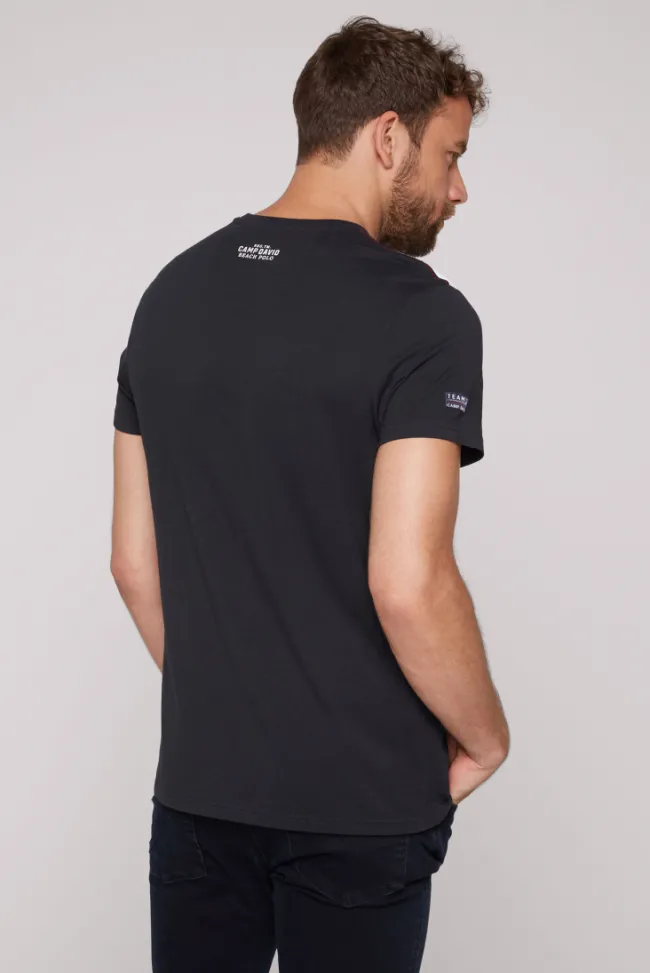 Herren CAMP DAVID & SOCCX T-Shirt mit Color-Blocking und Artwork blue navy
