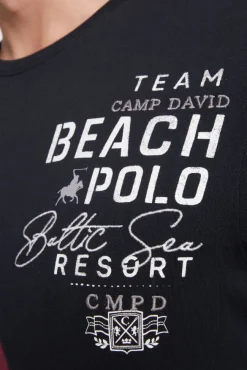 Herren CAMP DAVID & SOCCX T-Shirt mit Color-Blocking und Artwork blue navy