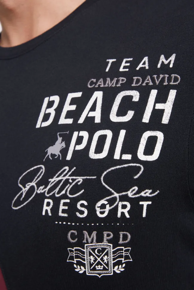 Herren CAMP DAVID & SOCCX T-Shirt mit Color-Blocking und Artwork blue navy