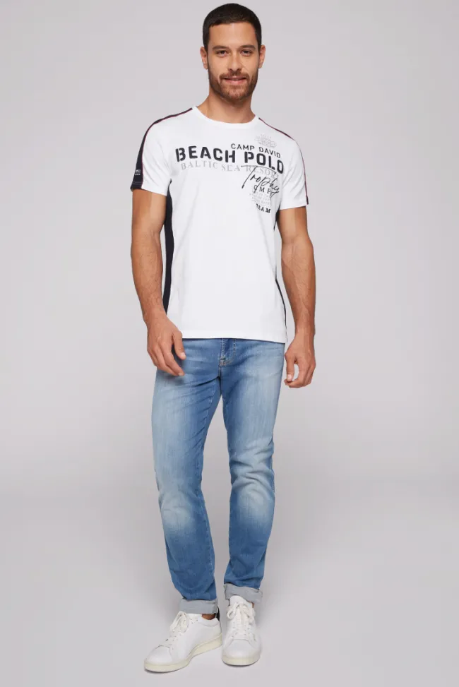 Herren CAMP DAVID & SOCCX T-Shirt mit Color-Blocking und Artwork
