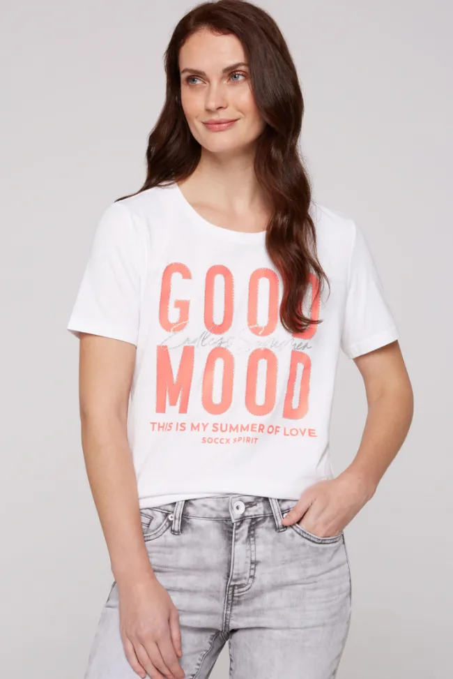 Damen CAMP DAVID & SOCCX T-Shirt mit Glitter-Puff-Print