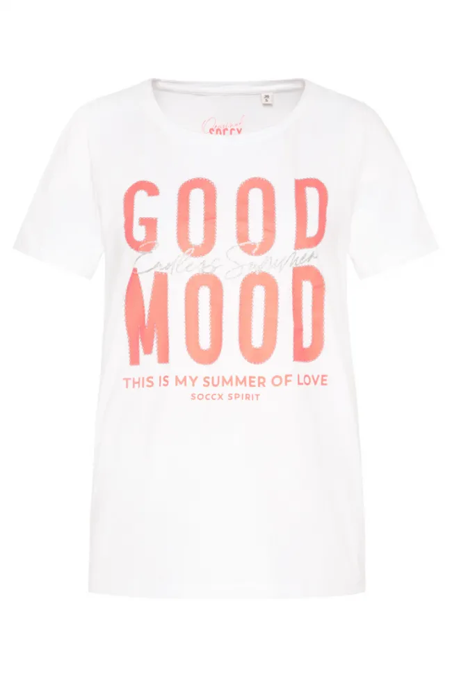 Damen CAMP DAVID & SOCCX T-Shirt mit Glitter-Puff-Print