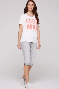 Damen CAMP DAVID & SOCCX T-Shirt mit Glitter-Puff-Print