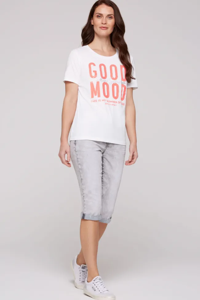 Damen CAMP DAVID & SOCCX T-Shirt mit Glitter-Puff-Print