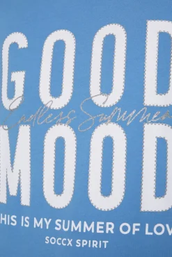 Damen CAMP DAVID & SOCCX T-Shirt mit Glitter-Puff-Print airy blue