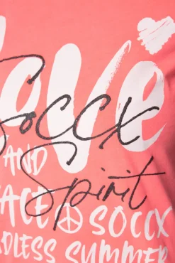 Damen CAMP DAVID & SOCCX T-Shirt mit Glitter-Puff-Print neon pink