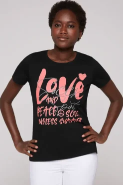 Damen CAMP DAVID & SOCCX T-Shirt mit Glitter-Puff-Print | S