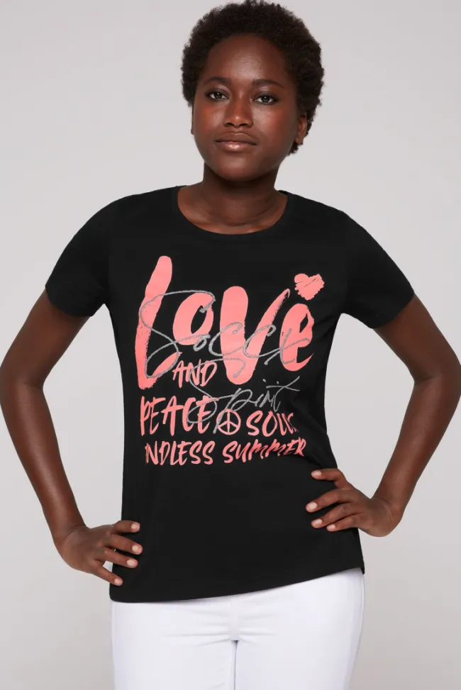 Damen CAMP DAVID & SOCCX T-Shirt mit Glitter-Puff-Print | S