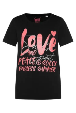 Damen CAMP DAVID & SOCCX T-Shirt mit Glitter-Puff-Print | S