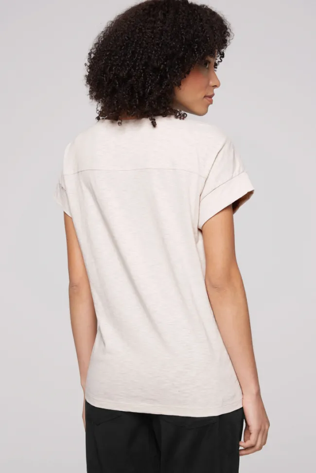 Damen CAMP DAVID & SOCCX T-Shirt mit Logo aus Schmucknieten stone beige