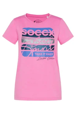 Damen CAMP DAVID & SOCCX T-Shirt mit Logo Print pink punch