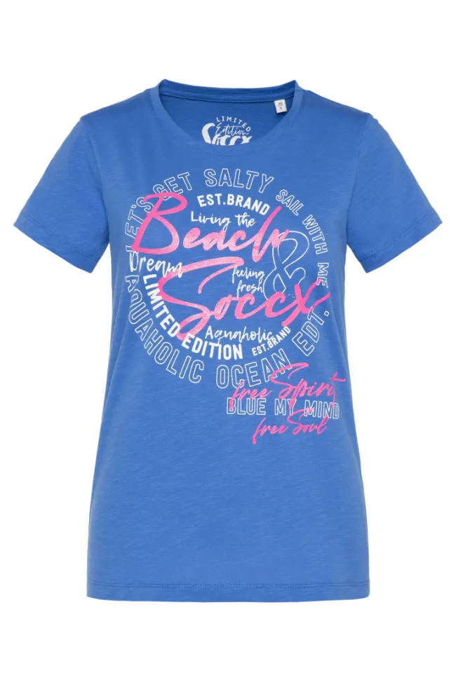 Damen CAMP DAVID & SOCCX T-Shirt mit Logo Print pool blue