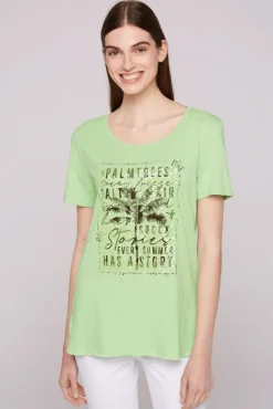 Damen CAMP DAVID & SOCCX T-Shirt mit Pailletten-Artwork light green