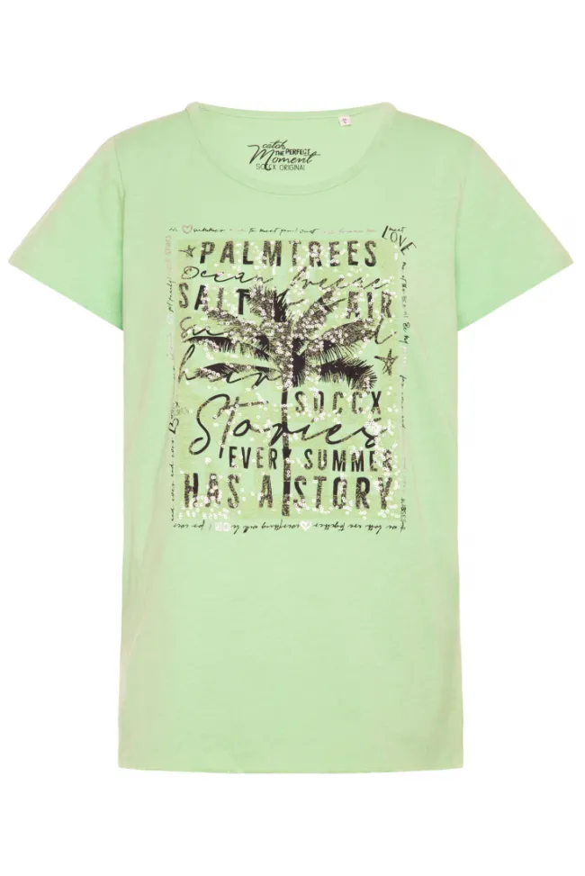 Damen CAMP DAVID & SOCCX T-Shirt mit Pailletten-Artwork light green