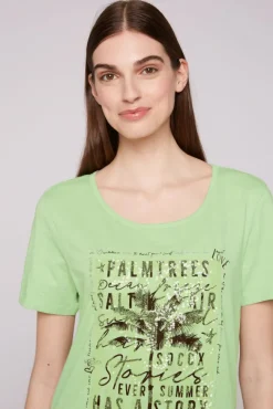 Damen CAMP DAVID & SOCCX T-Shirt mit Pailletten-Artwork light green