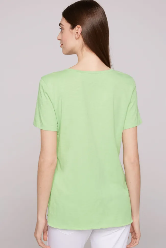 Damen CAMP DAVID & SOCCX T-Shirt mit Pailletten-Artwork light green