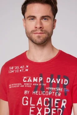 Herren CAMP DAVID & SOCCX T-Shirt mit Print im Used Look flight red