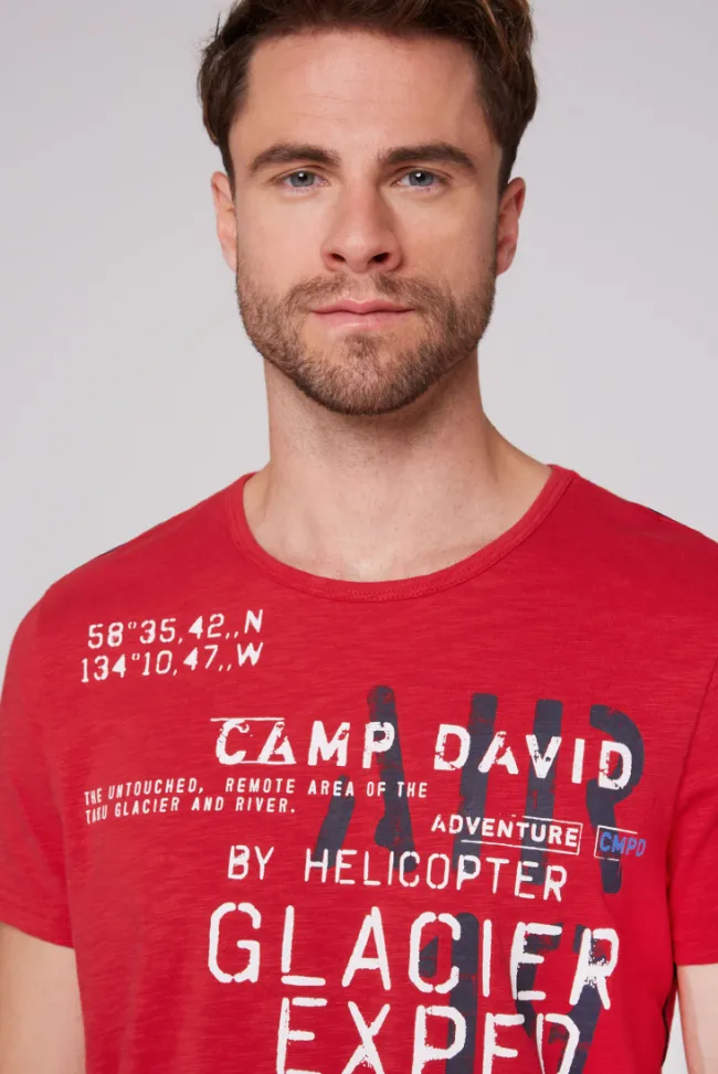 Herren CAMP DAVID & SOCCX T-Shirt mit Print im Used Look flight red