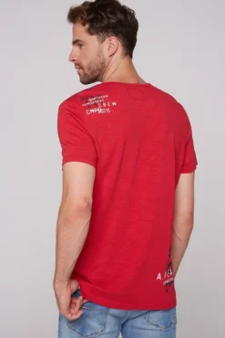 Herren CAMP DAVID & SOCCX T-Shirt mit Print im Used Look flight red