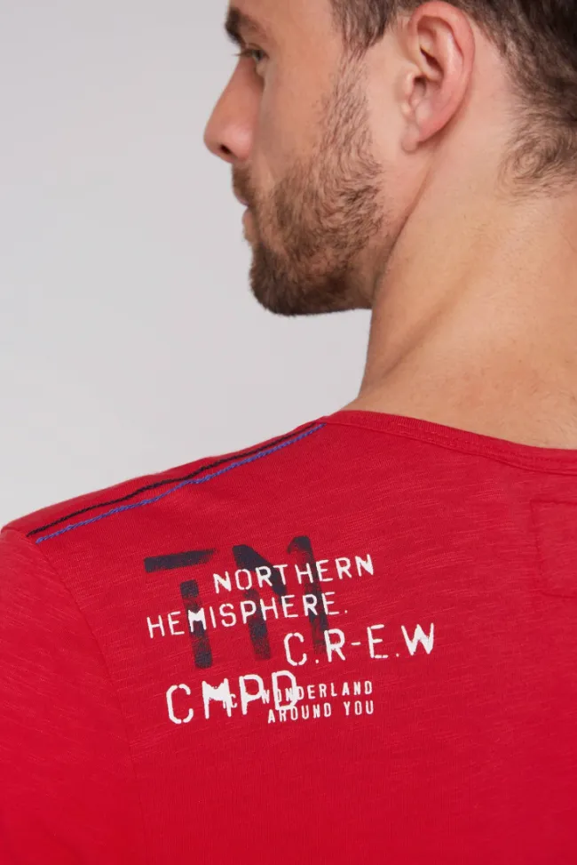 Herren CAMP DAVID & SOCCX T-Shirt mit Print im Used Look flight red