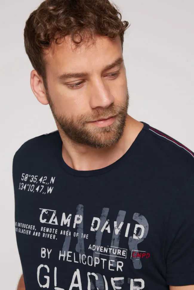 Herren CAMP DAVID & SOCCX T-Shirt mit Print im Used Look blue navy