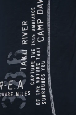 Herren CAMP DAVID & SOCCX T-Shirt mit Print im Used Look blue navy