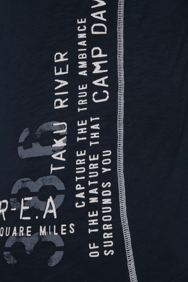 Herren CAMP DAVID & SOCCX T-Shirt mit Print im Used Look blue navy