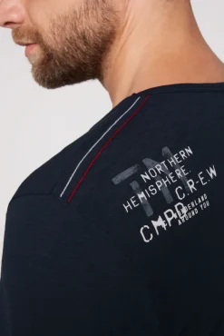 Herren CAMP DAVID & SOCCX T-Shirt mit Print im Used Look blue navy