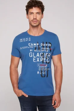 Herren CAMP DAVID & SOCCX T-Shirt mit Print im Used Look strong blue