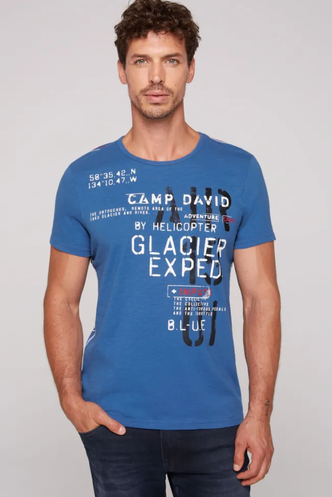 Herren CAMP DAVID & SOCCX T-Shirt mit Print im Used Look strong blue