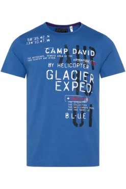 Herren CAMP DAVID & SOCCX T-Shirt mit Print im Used Look strong blue