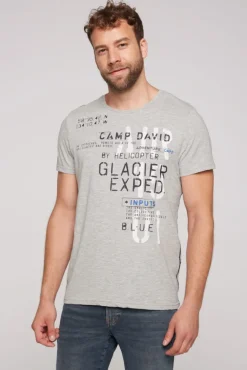 Herren CAMP DAVID & SOCCX T-Shirt mit Print im Used Look granite melange
