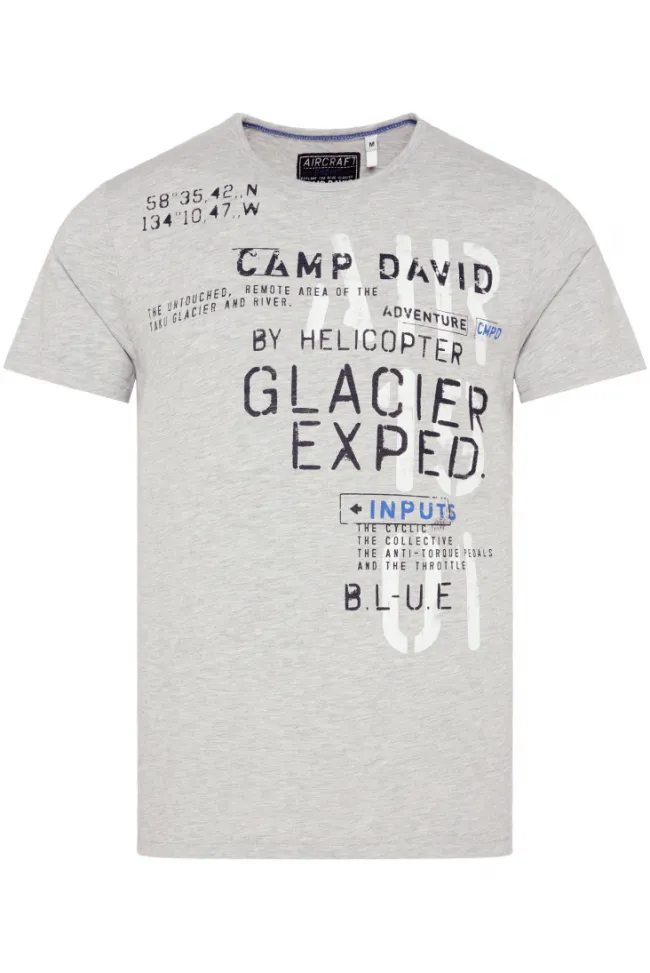 Herren CAMP DAVID & SOCCX T-Shirt mit Print im Used Look granite melange