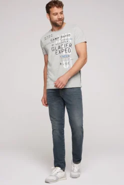 Herren CAMP DAVID & SOCCX T-Shirt mit Print im Used Look granite melange