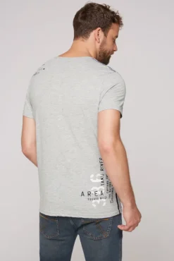Herren CAMP DAVID & SOCCX T-Shirt mit Print im Used Look granite melange