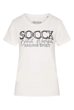 Damen CAMP DAVID & SOCCX T-Shirt mit Rundhalsausschnitt und Glitter Print