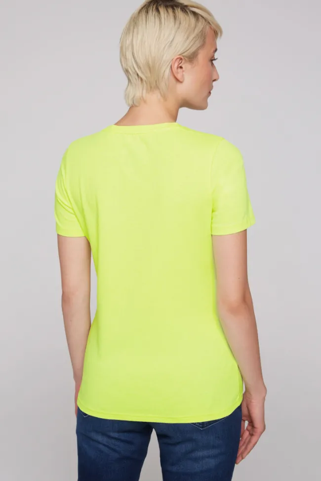 Damen CAMP DAVID & SOCCX T-Shirt mit Rundhalsausschnitt und Print yellow lime