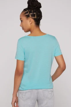 Damen CAMP DAVID & SOCCX T-Shirt mit tonigen Streifen und Glitter Print coast blue