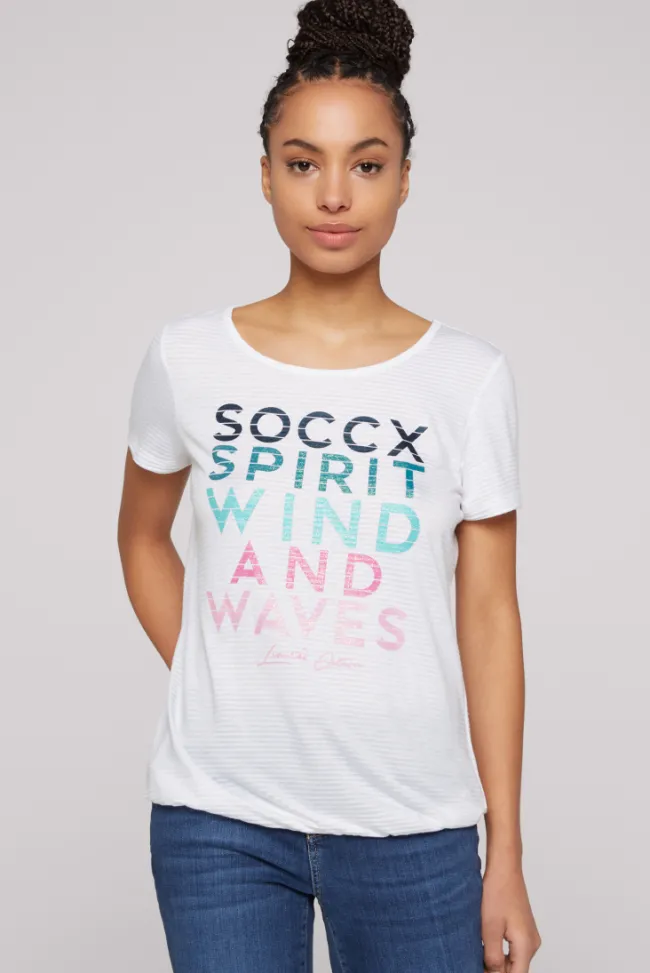 Damen CAMP DAVID & SOCCX T-Shirt mit tonigen Streifen und Glitter Print