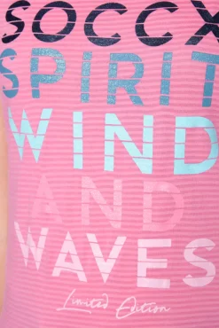 Damen CAMP DAVID & SOCCX T-Shirt mit tonigen Streifen und Glitter Print pink punch