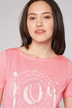 Damen CAMP DAVID & SOCCX T-Shirt mit U-Boot-Ausschnitt und Artwork