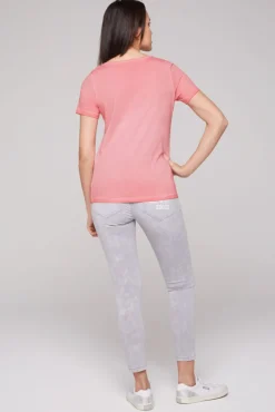 Damen CAMP DAVID & SOCCX T-Shirt mit U-Boot-Ausschnitt und Artwork