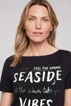 Damen CAMP DAVID & SOCCX T-Shirt mit U-Boot-Ausschnitt und Wording Print